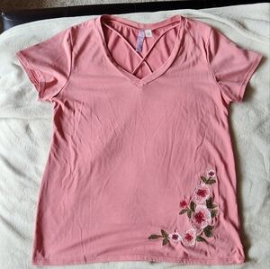 Coral Floral Embroidered Women's Top By Alya Medium